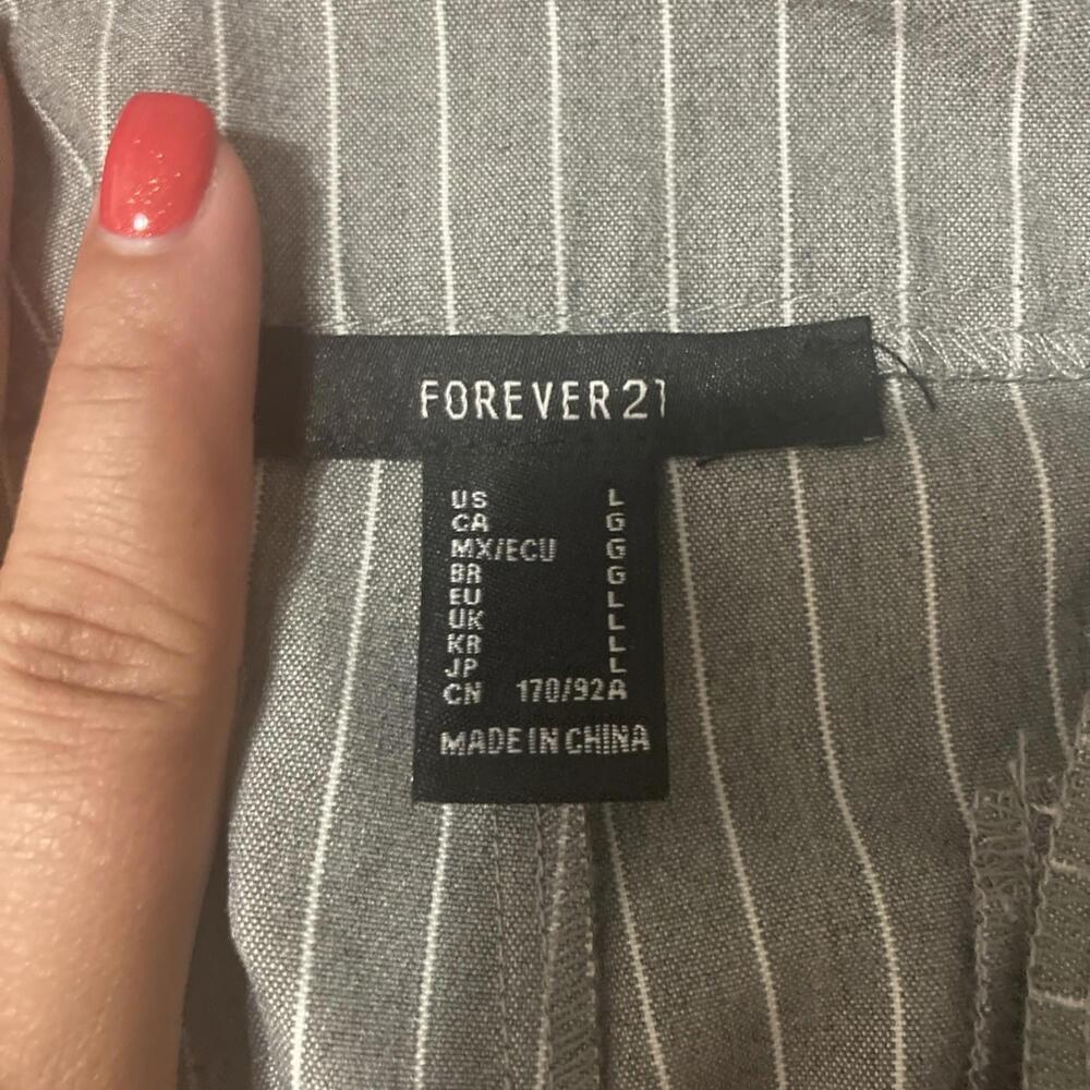NWT Forever 21 Grey/ White Pinstripe‎ Pant/ Trouser/Dress Pants Office Size L - Picture 7 of 7